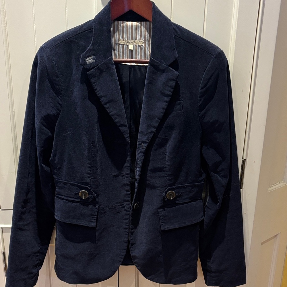 Navy Velvet Blazer Jacket
